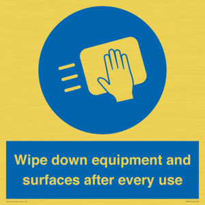 Wipe down equipment and surfaces after every use